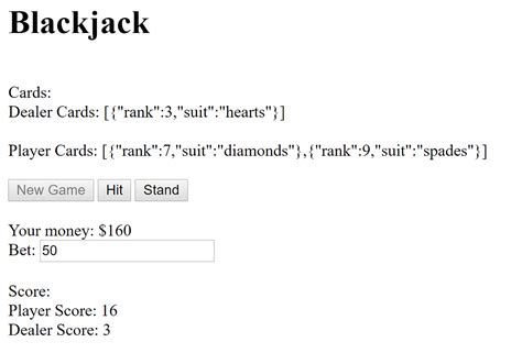 simple blackjack game javascript